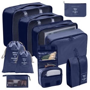 Organisateurs de Valise Set de 10 Pochettes Bleu Marine