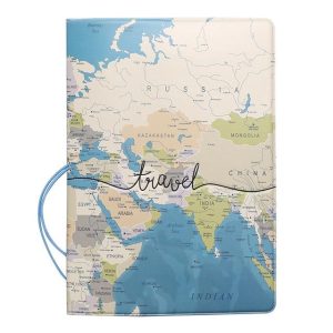protège-passeport carte du monde bleu