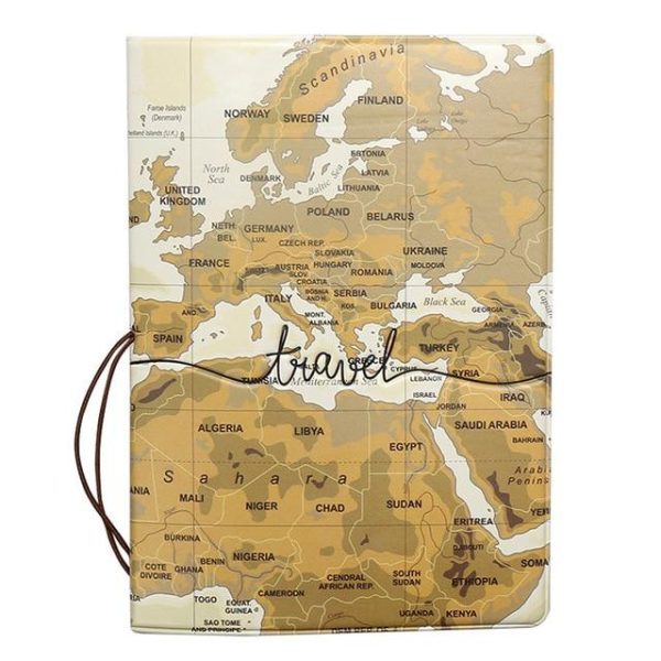 Protège-Passeport Brown Travel Map élégant