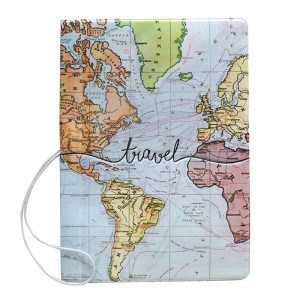 étui passeport carte du monde