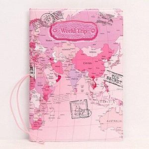 Protège-Passeport Pink World Trip Map rose