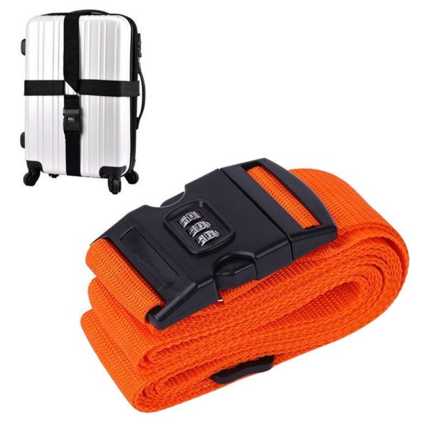 sangle pour valise orange avec code trois chiffres