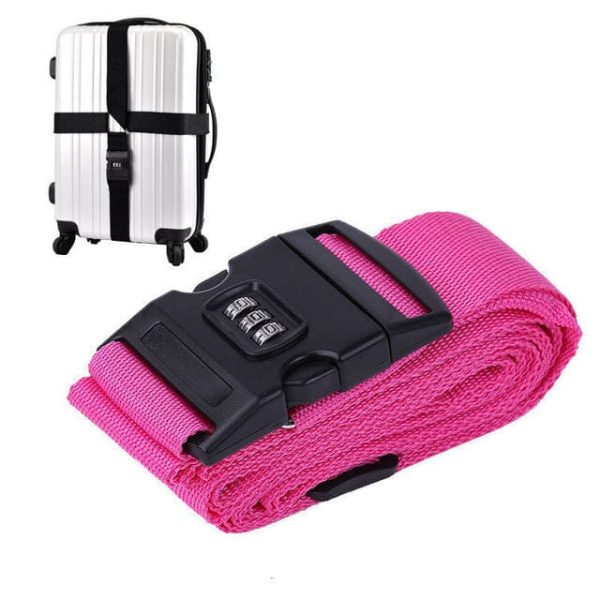 sangle pour valise rose en croix