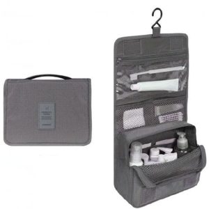 Trousse de Toilette à Suspendre Grise pour Voyage