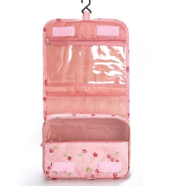 trousse de toilette de voyage cerises rose